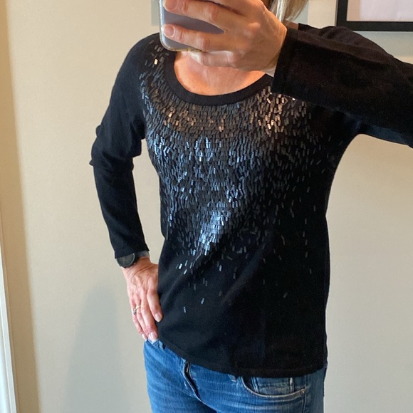 Sequins & Merino Scoop Neck Sweater - Picture 7 of 8
